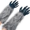 imageSpooktacular Creations Halloween Werewolf Glove Costume Accessories Gray Claw Gloves Therian Gloves for Kids Women Men Halloween Carnival Costume Cosplay Party Dress Up