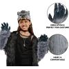 imageSpooktacular Creations Halloween Werewolf Glove Costume Accessories Gray Claw Gloves Therian Gloves for Kids Women Men Halloween Carnival Costume Cosplay Party Dress Up