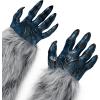 imageSpooktacular Creations Halloween Werewolf Glove Costume Accessories Gray Claw Gloves Therian Gloves for Kids Women Men Halloween Carnival Costume Cosplay Party Dress Up