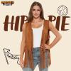 imageSpooktacular Creations Hippie Costume Women Halloween Fringe Vest 70s Adult Hippie Accessories for 70s Costumes Party