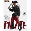imageSpooktacular Creations Men Pirate Costume Adult Pirate Shirt Vest Viking Pants Hat Set for Halloween Themed PartiesBlack