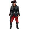 imageSpooktacular Creations Men Pirate Costume Adult Pirate Shirt Vest Viking Pants Hat Set for Halloween Themed PartiesBlack