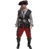 imageSpooktacular Creations Men Pirate Costume Adult Pirate Shirt Vest Viking Pants Hat Set for Halloween Themed PartiesGray