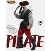 imageSpooktacular Creations Men Pirate Costume Adult Pirate Shirt Vest Viking Pants Hat Set for Halloween Themed PartiesGray