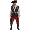 imageSpooktacular Creations Men Pirate Costume Adult Pirate Shirt Vest Viking Pants Hat Set for Halloween Themed PartiesKhaki