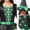 imageSpooktacular Creations Witch Costume Kids Light Up Halloween Costumes Witch Dress with Hat and Broom for Girls Sweet Wizard Set for Toddler Scary Halloween Themed Parties Green 3TGreen