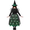 imageSpooktacular Creations Witch Costume Kids Light Up Halloween Costumes Witch Dress with Hat and Broom for Girls Sweet Wizard Set for Toddler Scary Halloween Themed Parties Green 3TGreen