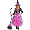 imageSpooktacular Creations Witch Costume Kids Light Up Halloween Costumes Witch Dress with Hat and Broom for Girls Sweet Wizard Set for Toddler Scary Halloween Themed Parties Green 3TPink
