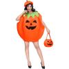 imageSpooktacular Creations 3pcs Adult Women Pumpkin Costume Set with Pumpkin Hat Bag Halloween Costume Adult Role Play