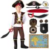imageSpooktacular Creations Halloween Pirate Costume Kids Boys Pirate Costume Set for Toddler Halloween DressUp Themed PartyBrown