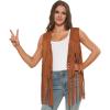 imageSpooktacular Creations Hippie Costume Women Halloween Fringe Vest 70s Adult Hippie Accessories for 70s Costumes Party