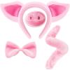 imageSpooktacular Creations Pink Pig Dalmatian Costume Set with Ears Nose Tail and Bow Tie Animal Costume Accessories for UnisexPig
