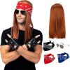 imageSpooktacular Creations Rockstar Costume 90s Rock Heavy Metal with 3pcs Bandanas Wig Gloves Sunglasses for Halloween Costumes 80s 90s Accessories