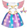 imageSpooktacular Creations Unicorn Princess Pageant Flower Girl Tutu Dress Rainbow Costume with Headband and wings for Kids