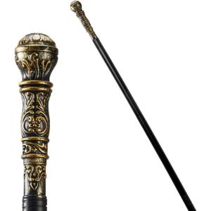imageJOYIN Halloween Staff Elegant Vintage Gold Walking Cane Prop Stick Kids Women Men Costume Party Halloween Pimp Cane for Pretend Play Costume Vampire Dress Up Parties