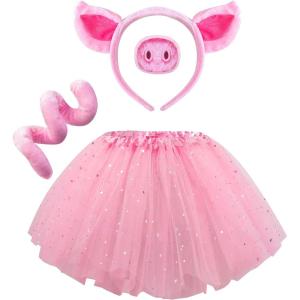 imageSpooktacular Creations Cat Pig Leopard Costume Set with Tutu Animals Headband Collar and TailCosplay Accessory KidsPig
