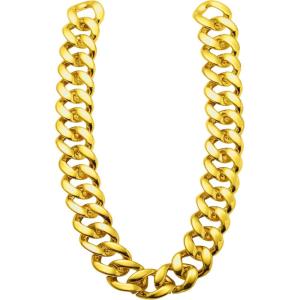 imageSpooktacular Creations Chunky Fake Gold Chain for Hip Hop Rapper Costume Jewelry Fake Plastic Gold Necklace Accessories for 80s 90s Men Women Halloween Costume Dress Up Party Props