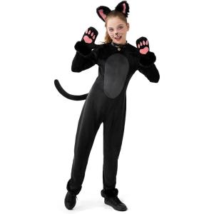 imageSpooktacular Creations Girls Cat Costume Black Cat Plush Costume Child Outfit Set for Kids Halloween Role Play Themed Party