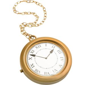 imageSpooktacular Creations Gold Clock Necklace Halloween Jumbo Gold Necklace White Rabbit Clock Hip Hop Rapper for Kids Women Men Halloween Party Decorations White Rabbit Costume