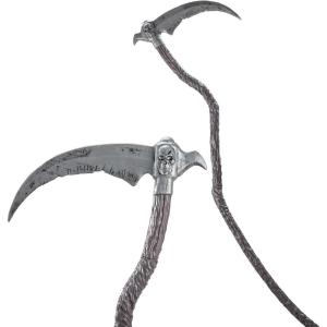 imageSpooktacular Creations Grim Reaper Scythe Prop Grim Reaper Faux Scythe Blade Weapon Costume Sickle Toy Accessories for Adult or Kids Pretend Play Halloween Dress Up Party Black