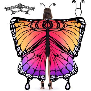imageSpooktacular Creations Halloween Butterfly Wings Costume for Women Butterfly Wings Adult Women for Halloween Dress UpRainbow