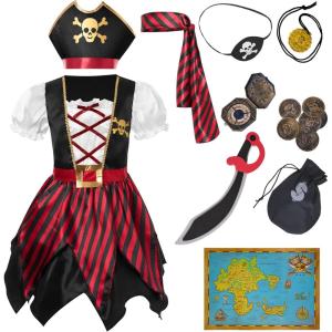 imageSpooktacular Creations Halloween Kids Pirate Costume Pirate Dress for Girls Buccaneer Princess Outfit for Toddler DressUpBlack