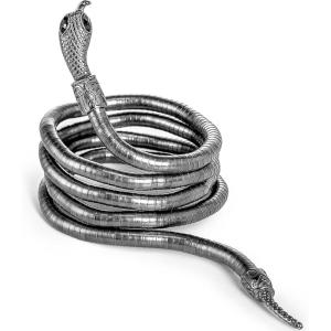 imageSpooktacular Creations Halloween Snake Bracelet ampamp Necklace Bendable Arm Cuff Jewelry for Kids Adults ampamp Women  Flexible Adjustable Snake Decor Halloween Costume AccessorySilver
