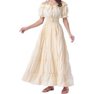 imageSpooktacular Creations Halloween Women Renaissance Costume Medieval Chemise Dress Pirate Peasant Top Irish UnderDressBeige