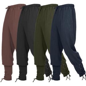 imageSpooktacular Creations Men Halloween Medieval Renaissance Pants With Pocket Ankle Banded Pirate Pants Viking CostumeArmy Green