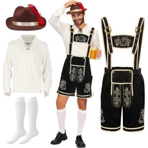 imageSpooktacular Creations Mens German Bavarian Oktoberfest Costume Set Beer Costume Hat for Adults Halloween and Beer FestivalDark