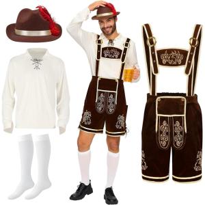 imageSpooktacular Creations Mens German Bavarian Oktoberfest Costume Set Beer Costume Hat for Adults Halloween and Beer FestivalDark Brown