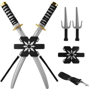 imageSpooktacular Creations Ninja Swords Backpack Weapon Toy Set with Swords and Knives for Kids Ninja Costume Accessories for Cosplay Dressup Party