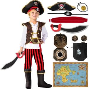 imageSpooktacular Creations Pirate Costume for Kids Boys Pirate Outfit Set for Toddler Halloween Pretend Roleplay Themed PartyBrown
