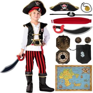 imageSpooktacular Creations Pirate Costume for Kids Boys Pirate Outfit Set for Toddler Halloween Pretend Roleplay Themed PartyRed