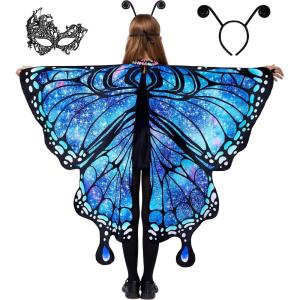 imageSpooktacular Creations Starry Butterfly Wing Butterfly Costume Kids for Halloween Costume GirlsBlue