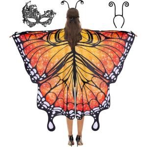 imageSpooktacular Creations Starry Butterfly Wing Butterfly Costume Women for Halloween Costume AdultOrange