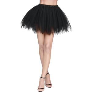 imageSpooktacular Creations Womens Petticoat Skirts Tutu Tulle Tutu Skirt Elastic Underskirt for Halloween Party CosplayBlack
