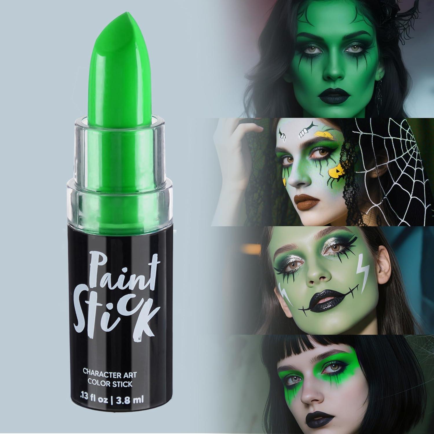imageSpooktacular Creations Halloween Face Body Paint Black Lipstick for Adult Clown SFX Foundation Cream Makeup for Sports Festival or Stage Makeup Cosplay Party Dress Up 013 OzGreen