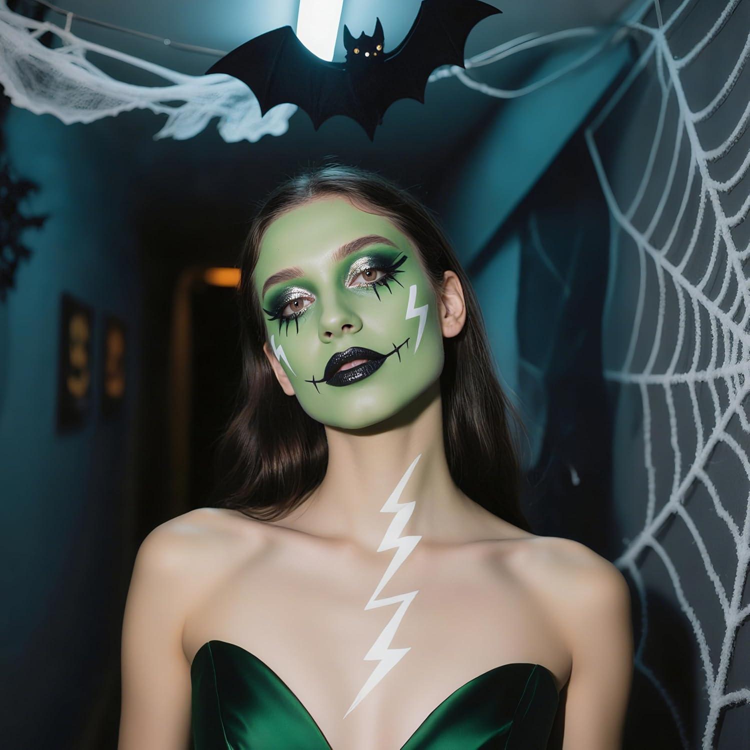 imageSpooktacular Creations Halloween Face Body Paint Black Lipstick for Adult Clown SFX Foundation Cream Makeup for Sports Festival or Stage Makeup Cosplay Party Dress Up 013 OzGreen
