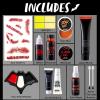 imageSpooktacular Creations 16 Pcs Halloween Family Makeup Kit Face Body Paint with Liquid Blood Gel Fake Blood and More Easy On Makeup Set for Zombie Costume Cosplay Halloween Party Supplies