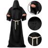 imageSpooktacular Creations Adult Medieval Hooded Monk Cloak Renaissance Priest Robe Halloween CostumeBlack
