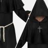 imageSpooktacular Creations Adult Medieval Hooded Monk Cloak Renaissance Priest Robe Halloween CostumeBlack