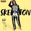 imageSpooktacular Creations Adult Skeleton Costumes for Men Skeleton Jumpsuit Pajama ZipUp Hooded Jumpsuit Halloween SleepwearBlack