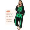 imageSpooktacular Creations Adult Skeleton Costumes for Women Glow in the Dark Jumpsuit Pajama ZipUp Hooded Jumpsuit HalloweenBlack
