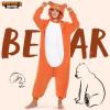 imageSpooktacular Creations Adults Unisex Pajama Bear Hooded Jumpsuit Costume with Hat ZipUp Hooded Sleepwear