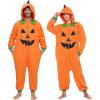 imageSpooktacular Creations Adults Unisex Pajama Pumpkin Hooded Jumpsuit Costume ZipUp Sleepwear for Halloween Cosplay Costume