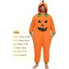 imageSpooktacular Creations Adults Unisex Pajama Pumpkin Hooded Jumpsuit Costume ZipUp Sleepwear for Halloween Cosplay Costume