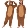 imageSpooktacular Creations Adults Unisex Pajama Simple Bear Hooded Jumpsuit Costume with Hat Brown Bear ZipUp Hooded Sleepwear