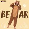 imageSpooktacular Creations Adults Unisex Pajama Simple Bear Hooded Jumpsuit Costume with Hat Brown Bear ZipUp Hooded Sleepwear