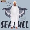 imageSpooktacular Creations Adults Unisex Seagull Pajama Seagull Hooded Jumpsuit Costume ZipUp Hooded Sleepwear